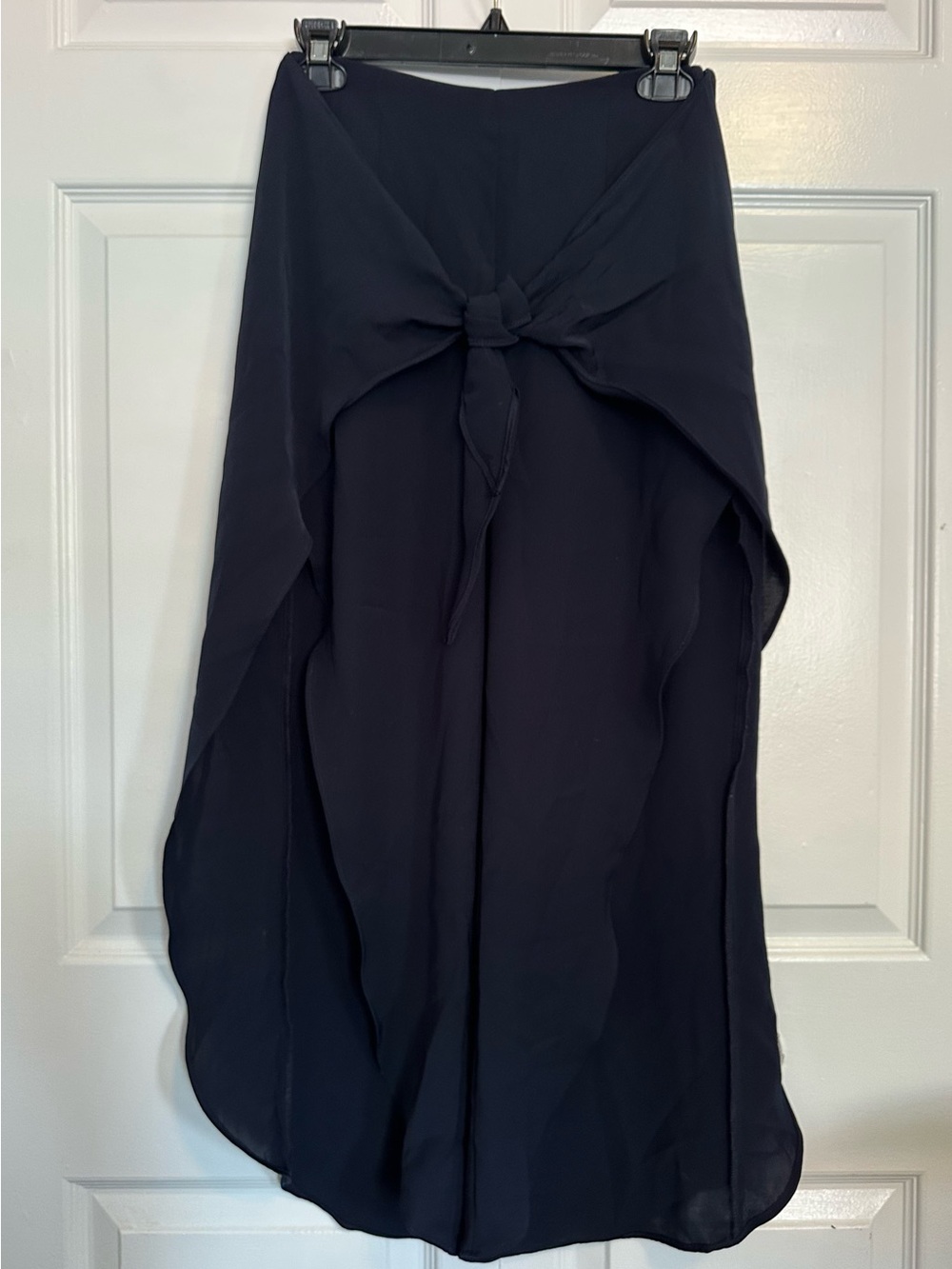 Zara Navy High-Low Wrap Skirt with Front Tie